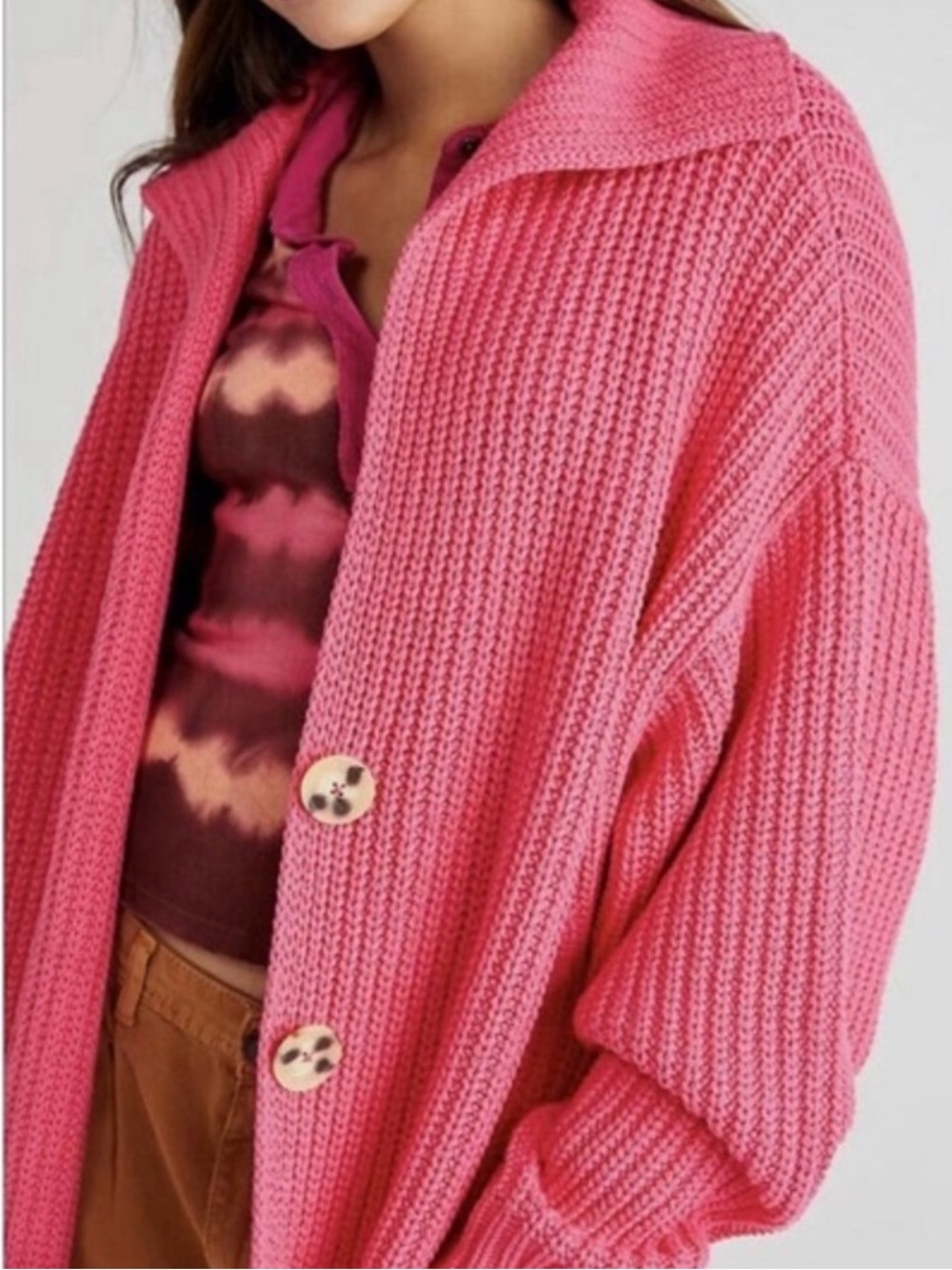 FREE PEOPLE Swim Too Deep Cardigan in Pink XS